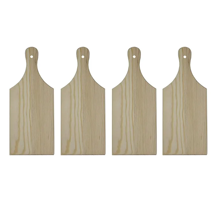 Bandejas de madera baratas al por mayor, paquete de 4 Mini tablas de cortar de madera sin terminar, decoración, fabricación de bandejas