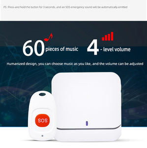 Interfono de audio inalámbrico 60 Música polifónica Funciones de llamada SOS Cuidado de ancianos Sistema de seguridad para el hogar Botón de cordón Intercomunicador - Product Image 5