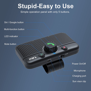 1Mii popüler araç kiti BT Handsfree ses kontrolü çoklu araç hoparlör BT V5.0 eller serbest kablosuz BT araba Smartphone kiti - Product Image 2