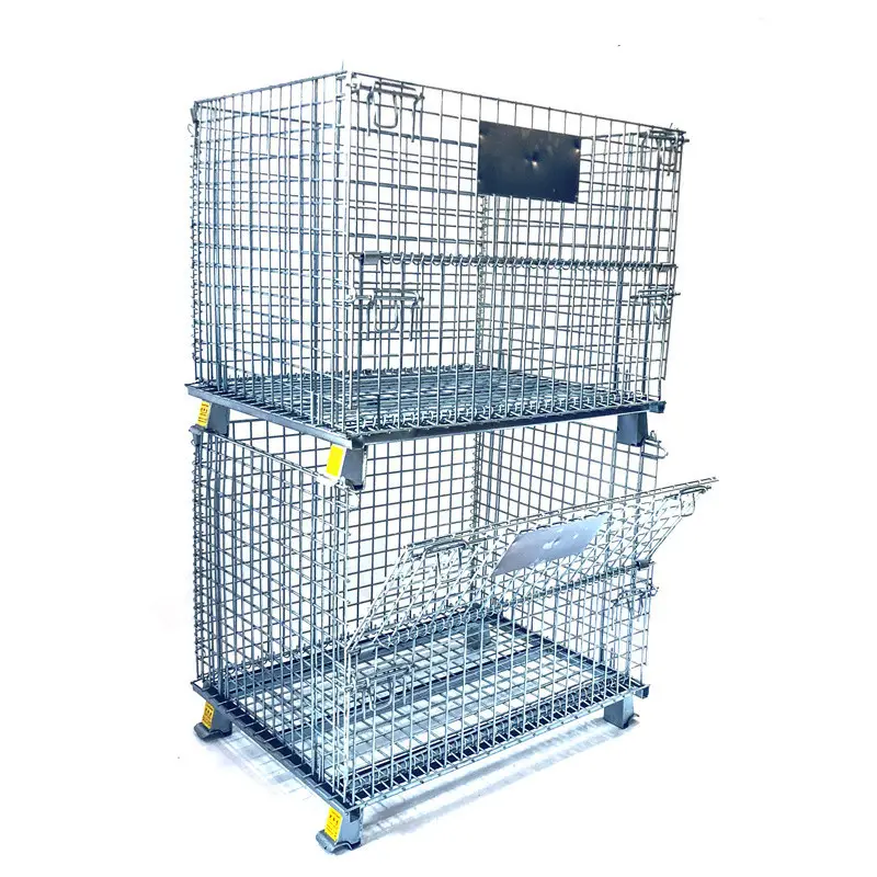 Kunden spezifischer zusammen klappbarer Stapel käfig Industrielle Draht körbe Gabelstapler käfig Hoch leistungs käfig Mesh Wire Container