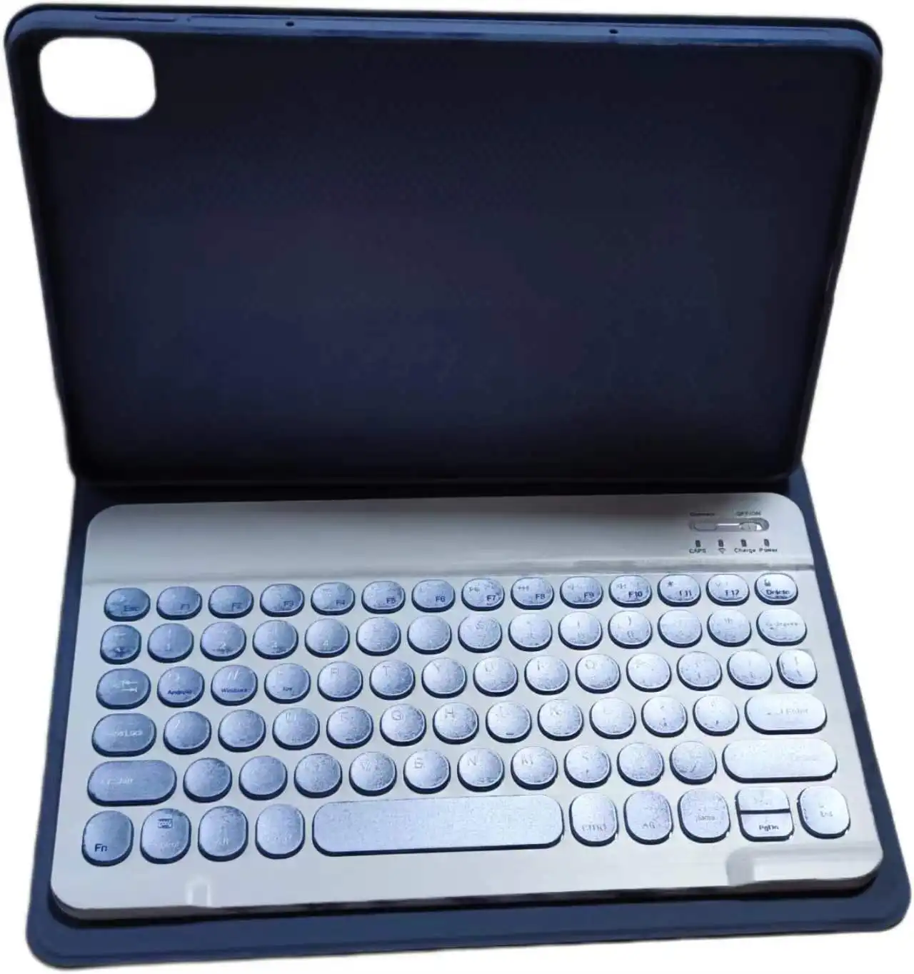 Keyboard Bluetooth untuk Tablet, dudukan magnetik dapat dilipat dengan casing kulit untuk iPad Universal Slim Keyboard