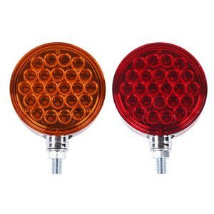 Sıcak 4 "<span class=keywords><strong>24</strong></span> <span class=keywords><strong>LED</strong></span> yuvarlak <span class=keywords><strong>Led</strong></span> Side Marker işık 12V 24V çift yüz Amber kırmızı kamyon römork krom kaide çamurluk işıkları