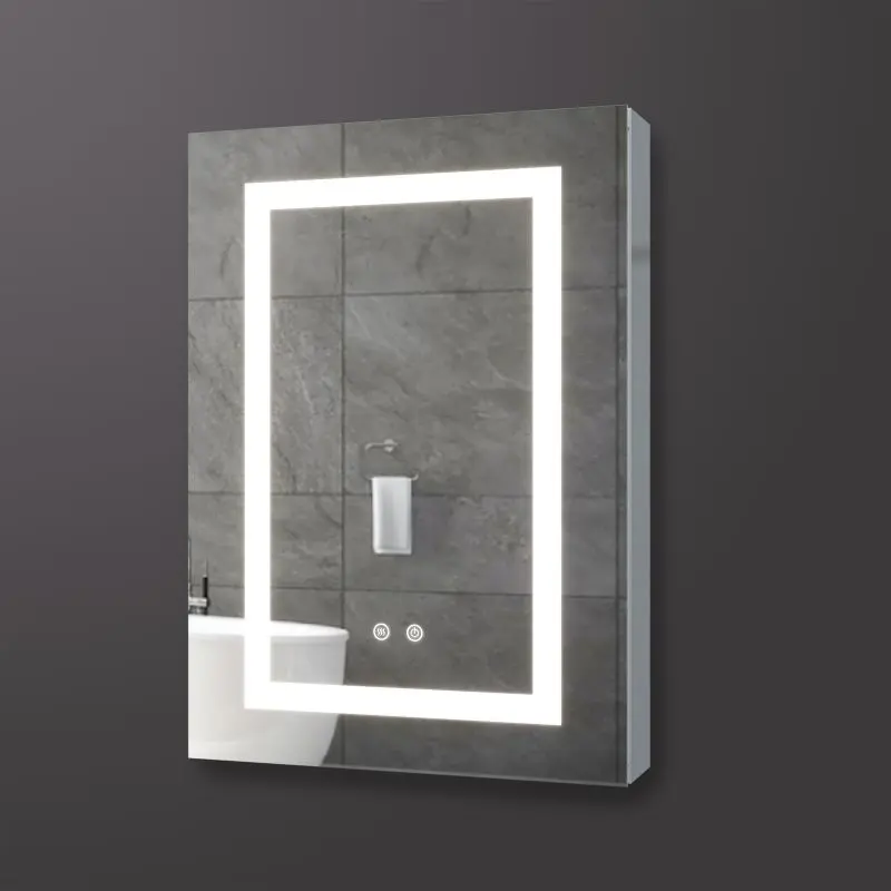 Gömme banyo mobilya Led işıklı Modern tasarım alüminyum buğu çözücü lüks LED banyo ilaç aynalı kabin