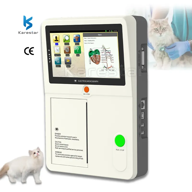 Barato portátil veterinario CKG máquina de seis canales 12 Plomo electrocardiograma dispositivo electrodo ECG máquina para PC