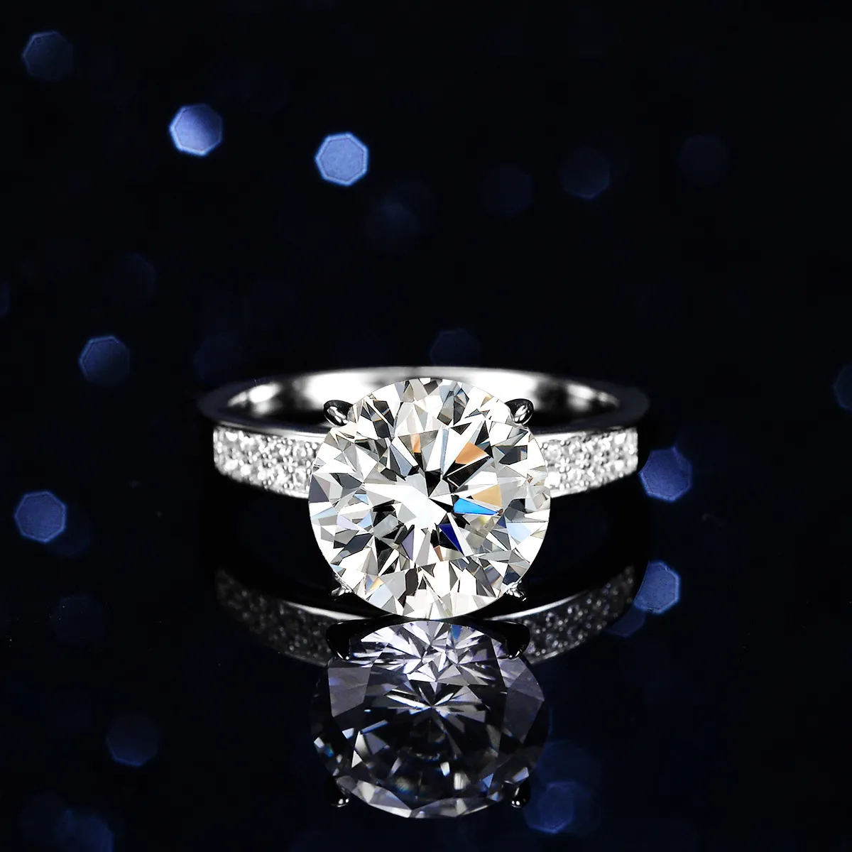 fine Fashion jewelry fashion 925 sterling silver ring White Gold 5ct diamond moissanite Engagement Wedding Women rings