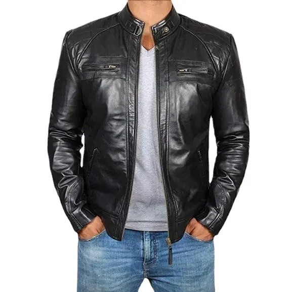 Wholesale Custom Logo Plus Size Real Leather Jacket Men