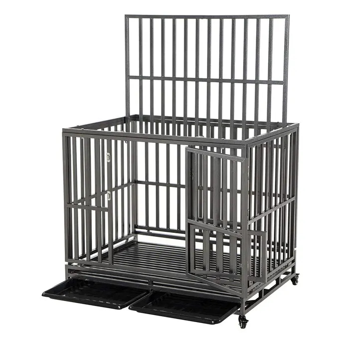 TYXD Heavy Duty Dog Cage Metal Kennel and Crate for Medium and Large Dogs, Pet Playpen with Four Wheels