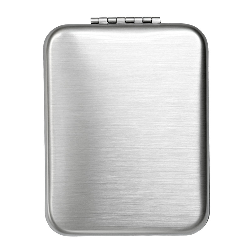 Miroir compact carré en métal argenté