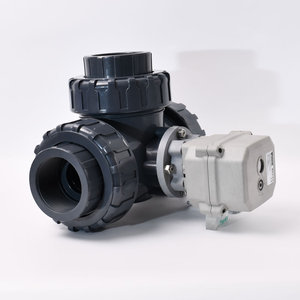 A150 15 N.M 3 yollu 1-1/2 ''DN40 plastik çift Union elektrik kontrol küresel vana manuel geçersiz kılma akış kontrol cihazı ile - Product Image 2