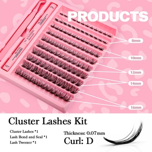 YUANZHIJIE คุณภาพสูง DIY ส่วนขนตาชุดต่อขนตา D Curl ผสม Faux Mink นุ่มและธรรมชาติ Lshes ชุด - Product Image 5