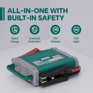 Стартер Carstel 800A с ЖК-дисплеем и светодиодной подсветкой, Аккумулятор LiFePO4 32000 мАч для грузовиков и мотоциклов - Product Image 2