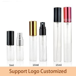 Pulverizador de vidro portátil recarregável, garrafa de vidro para cosméticos, frasco pequeno vazio de <span class=keywords><strong>5ml</strong></span>, frasco de vidro transparente para perfume