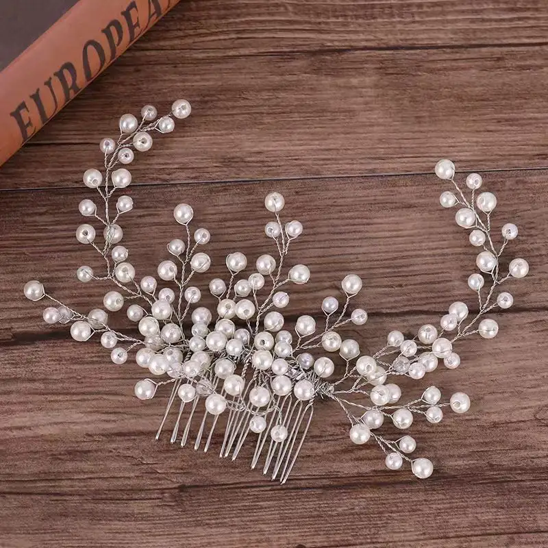 Fatti a mano con strass perline di cristallo perle fiore capelli nuziali pettine copricapi accessori per capelli