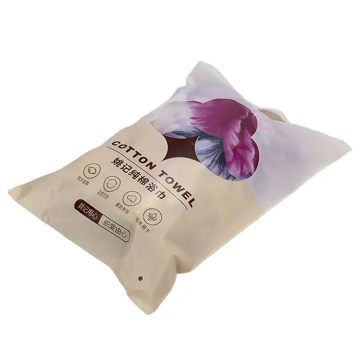 Serviette thermoscellée personnalisée emballage flexible en plastique serviette de bain fenêtre transparente sac d'emballage laminé