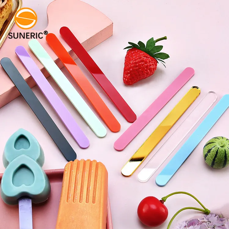 Groothandel 4.5 Inch Gekleurde Plastic Ambachten Acryl Popsicle Sticks Voor Ijs