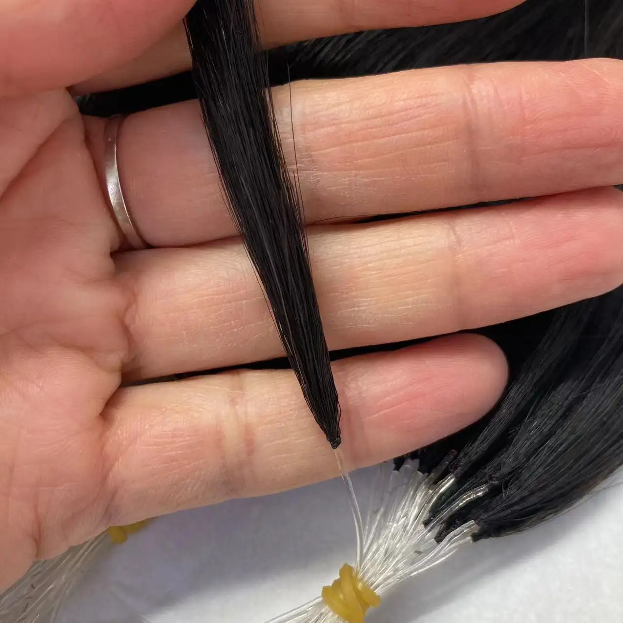 Fabrika doğrudan fiyat tüy F ucu saç ekleme plastik nano tüy saç ekleme avrupa bakire manikür hizalanmış saç