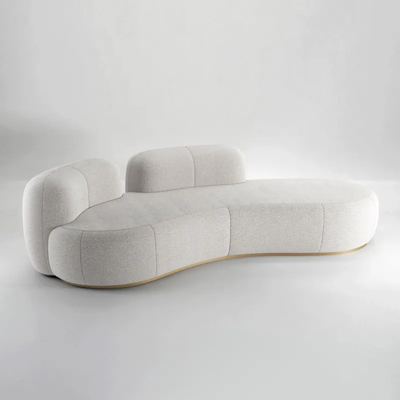 Italiano moderno luxo sofá nórdico estilo simples sala mobília Hotel salão de beleza lazer curva Teddy veludo sofá