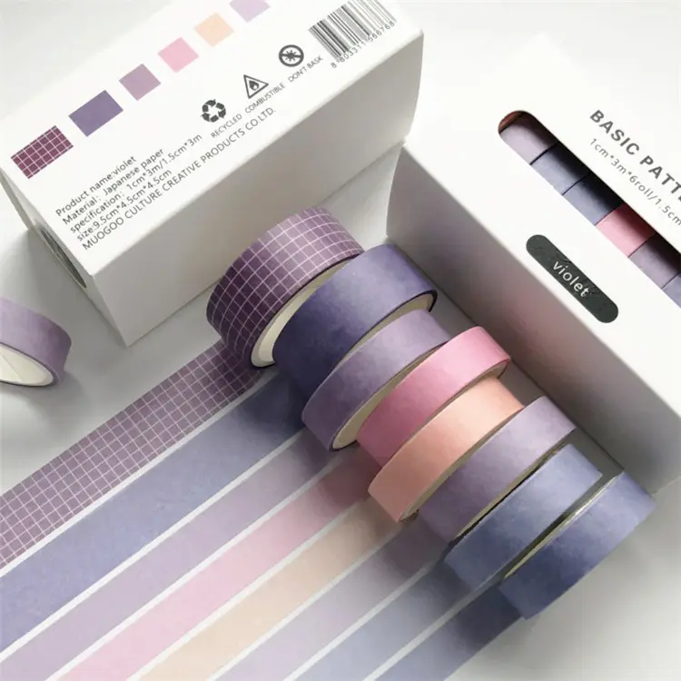 8 rollos/Paquete de 12 Multipatterns mezclar red básica impreso personalizado Navidad Montreal japonés adhesiva adhesivo de cinta de Washi