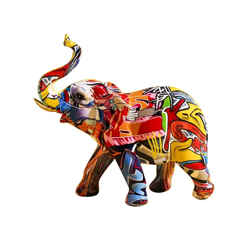 핫 세일 수지 공예 명상 물 전송 동물 가정 장식 다채로운 코끼리