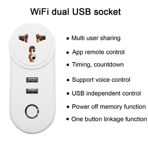 LEDEAST PA8-US Tuya Smart WiFi розетка с двумя портами USB Поддерживает пульт дистанционного управления и функцию таймера для домашней автоматизации - Product Image 3
