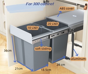 Cubo de basura de plástico para cocina HNOSS, cubos de basura dobles con cubo de basura integrado extraíble deslizante - Product Image 3