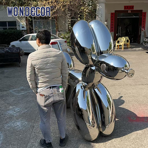 WONDECOR besar luar ruangan abstrak balon logam anjing stainless steel patung - Product Image 5