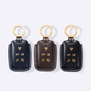 New Square Leather Car <strong>Key</strong> Accessories for Land Rover <strong>Jaguar</strong> <strong>Key</strong> case Cover with Keychain Customised Number - Product Image 1