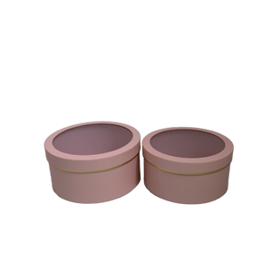 Stok (özel kabul) yüksek kaliteli düz renk 2 takım yuvarlak kutu yuvarlak pvc pencere ile çiçek hediye kutusu çiçek paketleme kutusu hediye - Product Image 4