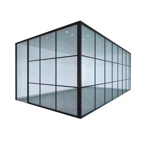 Vertical Double Tempered Glass Modular Demountable Office Partition Easy to Assemble Office <strong>Division</strong> System - Product Image 4