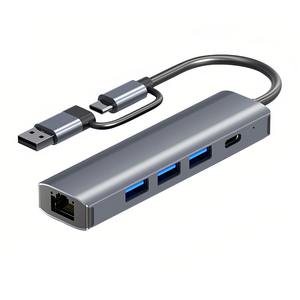 2 in 1 USB A 3.0 ประเภท -C Gigabit การ์ดเครือข่ายแบบมีสายอะแดปเตอร์ประเภท USB C ถึง 1000Mps RJ45 USB 3.0 Type-C HUB สถานีเชื่อมต่อ 5 in 2 - Product Image 4
