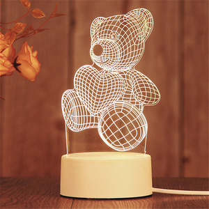 Modern 3D Illusion LED gece lambası yaratıcı USB taban kontrolü 7 renk dokunmatik fonksiyonu ABS vücut akıllı ev beyaz renk Nightlight - Product Image 3