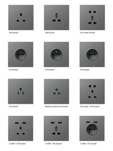 Enchufe multifunción Usb Computadora Teléfono Enchufes e interruptores universales Soporte de exhibición eléctrica