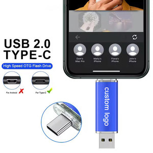 2合1 OTG u盘16gb 32gb 64GB金属u盘2.0 u盘兼容Type-C安卓智能手机端口新产品 - Product Image 2
