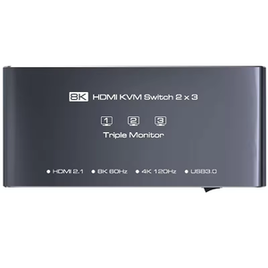 HDMI KVM交换机DP 2.1 8k 60hz 2台电脑3台显示器2端口2进3出2台电脑共享3台显示器和4个USB 3.0端口 - Product Image 4