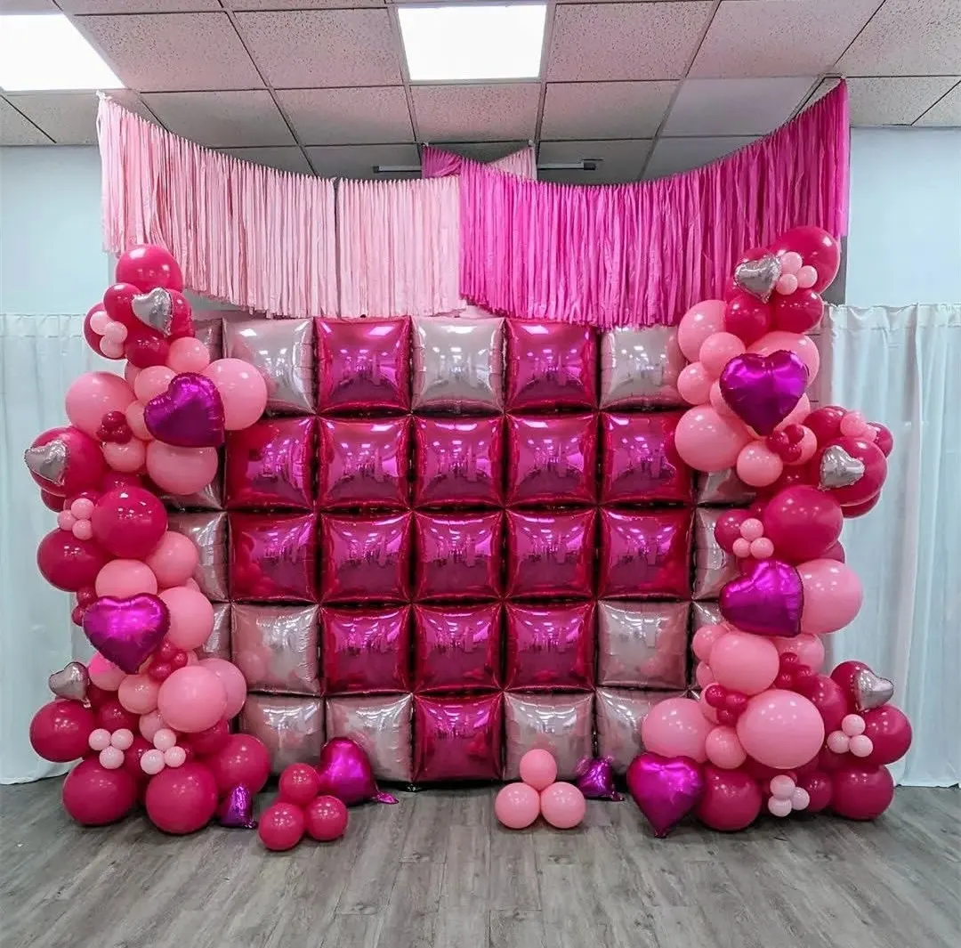 Rosa oro plata dos lados cubo cuadrados globo de aluminio para niño niña Primer 1 cumpleaños baby shower fiesta aniversario Decoración