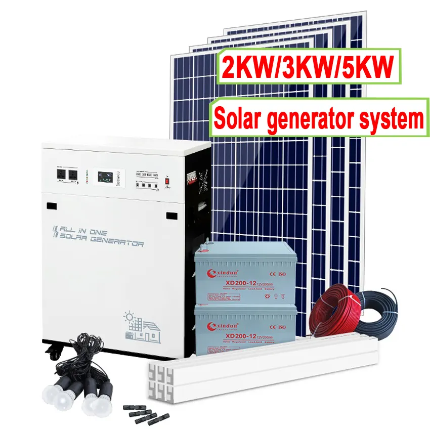 Penjualan Langsung dari Pabrik 48V 5KW 10KW 20KW Kit Penuh Off Grid Semua Dalam Satu Generator Daya Rumah 2kw 3KW Sistem Penyimpanan Energi Surya