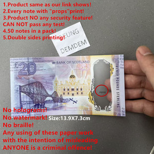 Chất lượng cao tùy chỉnh <span class=keywords><strong>Scottish</strong></span> Prop tiền <span class=keywords><strong>Scottish</strong></span> Polymer Prop tiền ngân hàng ghi chú siêu mỏng - Product Image 2