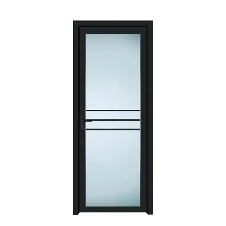 High Quality Aluminum Exterior Double Glass PVC Waterproof Solid Wood Front Door Glass Metal Swimming Pool Glass Door 5 Years