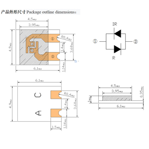 6048 SMD светодиодный чип питания 0,2 Вт RGB светодиодный чип с 660nm и 904nm PD свет Высокая производительность - Product Image 2