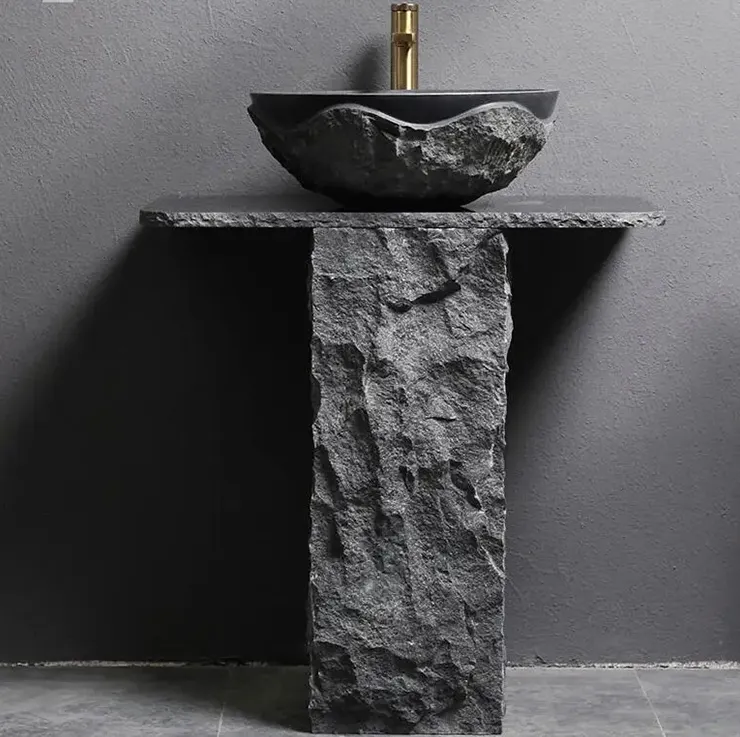 Fornitori personalizzati piccolo bagno vittoriano lavandini in granito rettangolare piedistallo lavabo bagno
