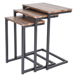 Mesas laterales/auxiliares rústicas modernas, Juego de 3 muebles de café con acento apilable - Product Image 1