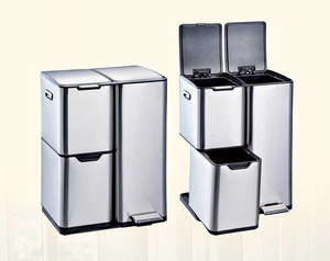 Fabrika doğrudan satış yüksek kalite 60L (13L + 17L + 30L) mat gri üçlü bölmesi geri dönüşüm kutusu katlanabilir pedallar ile - Product Image 3