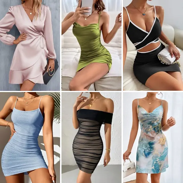 Verano nueva ropa de mujer Popular Multi uso Sexy corto estilo mixto vestido barato Casual mujeres señoras Vestido corto al azar