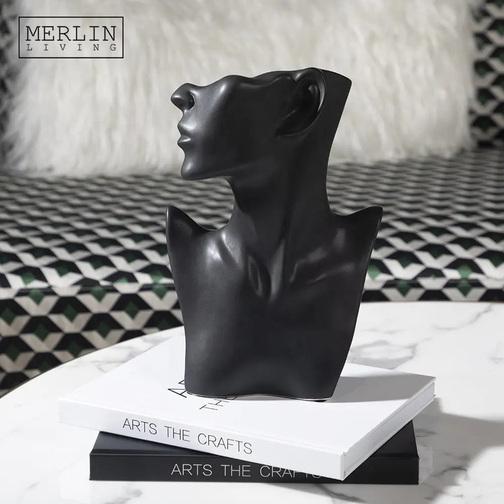 Statue de femme noire en céramique, sculpture d'art, accessoires modernes pour la maison, ornements de décoration de salon de luxe