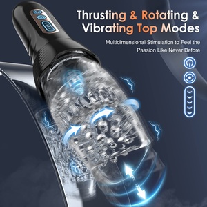 Netphi Adult TPE Sex Toys Automatic Male Masturbator 5 Thrusting 10 Vibrating Modes Pussy Dildo Cock Ring Vagina Pocket for <strong>Men</strong>