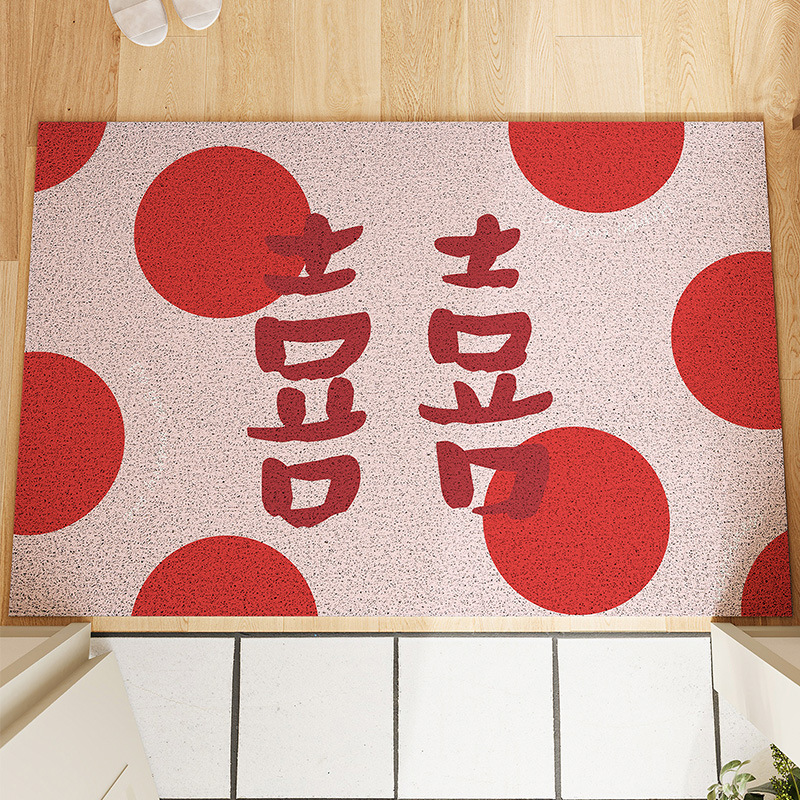 Pink polka dot double happiness rectangle