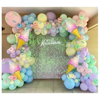 Gelato caramelle Macarone arcobaleno fantasia fiaba a tema festa di compleanno decorazione lamina arco palloncino per bambina bambini