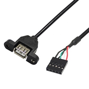 面板安装Usb 2.0 a母至2.54毫米5针母端子主板带螺丝孔的Usb接头连接器电缆 - Product Image 4