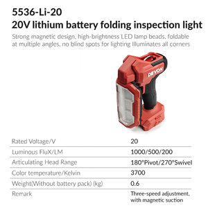 Sản xuất tại Trung Quốc Chất lượng cao Devon 5536-li-20 ô tô sửa chữa trang web xây dựng với pin lithium không chổi than làm việc ánh sáng - Product Image 2