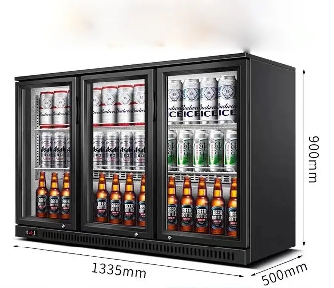 China Factory Outlet Glass Three Door Bar Fridge Garage Bar Fridge Refrigeration Equipment